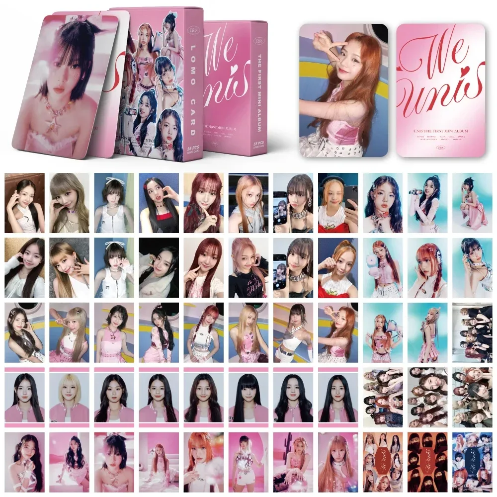 55Pcs/Set Kpop Idol UNIS New Album WE UNIS Lomo Cards Photocards HD Printd Postcard Hyeonju Yunha Seowon Elisia Yoona Fans Gifts