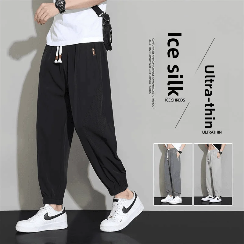 Plones Casus de Seda de Hielo para Hombre, Verano, Finos, Hoados, Talla ande, Secado Rápido, Deportivos, Estilo Ju...