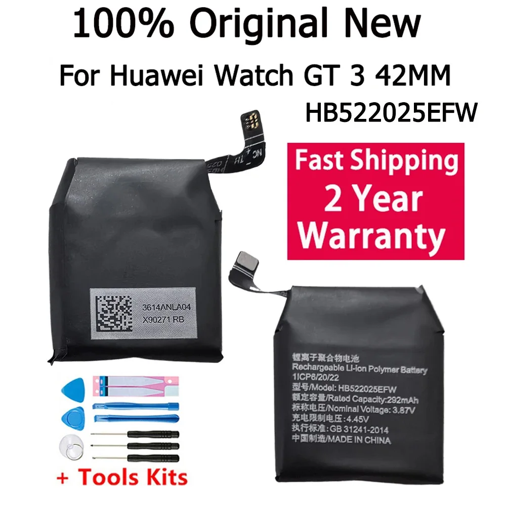 Fast Shipping New HB522025EFW Original Replacement Watch Battery For Huawei Watch GT 3 42MM GT3 Smart Watch +Tools Bateria