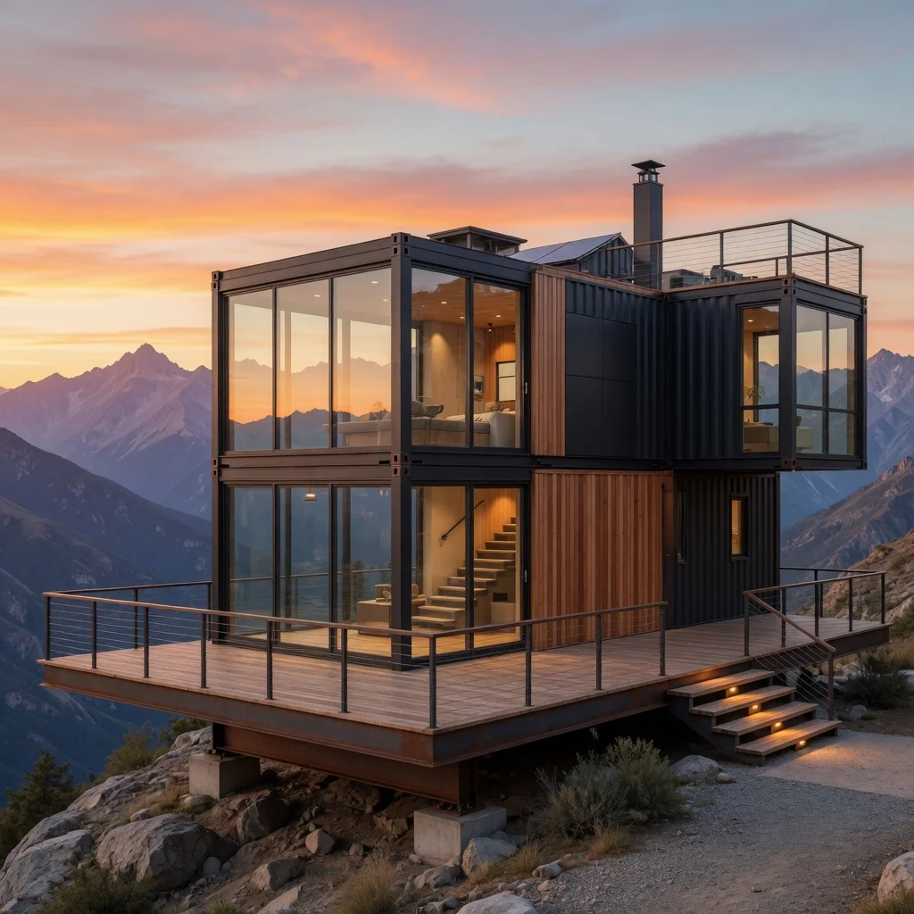 Prefab Expandable Container Modular House Bedroom Bathroom Kitchen Tiny Portable House for Off Grid Living Cabin Forest Retreat
