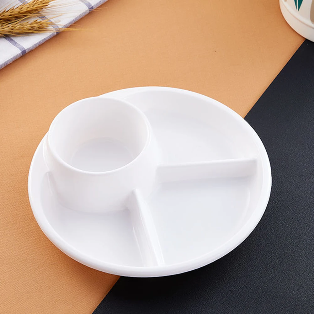 

White Pink and Green Plastic Dinner Plates Set Three Separate Plates for For household Great for Children and Adults