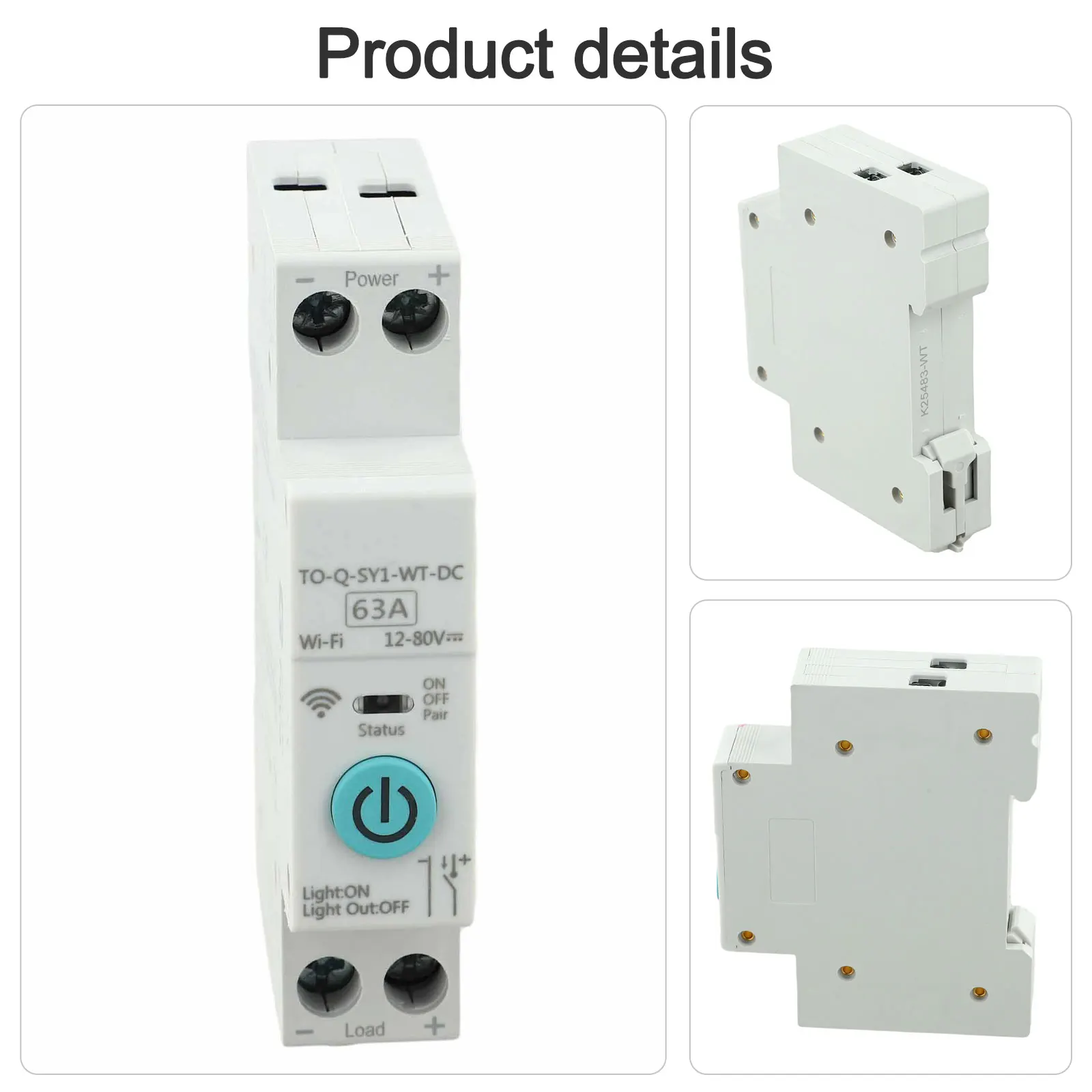 for Tuya DC Smart Switch 63A 12-80V with 1P+N Pole Configuration for Neutral Pass Through in Diverse DC Installations
