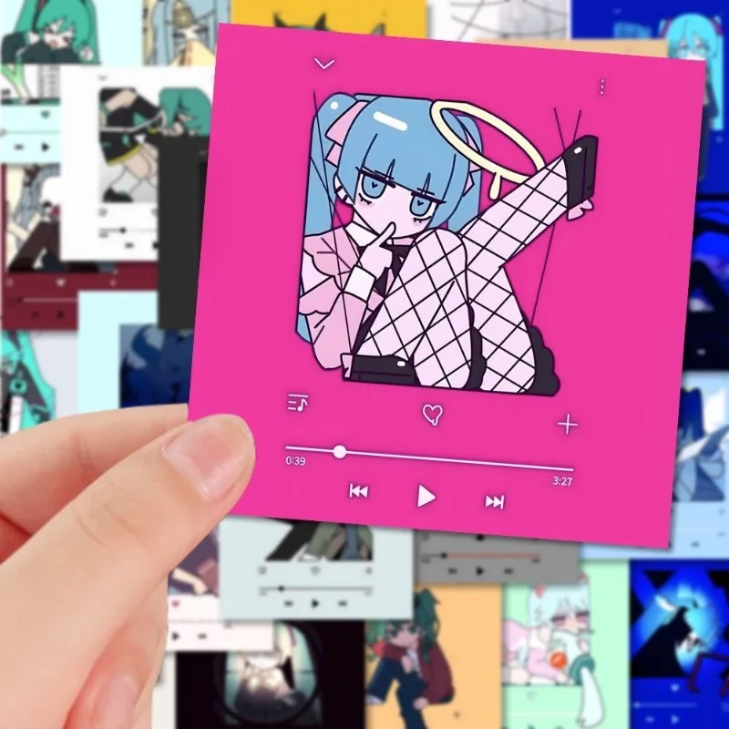 Hatsune Miku MEIKO Aufkleber, Cartoon und niedlich, stilvoll, personalisiert, hochwertige Dekorationen für Studenten-Notizbücher, 52 Stück, Geschenk – Detail 4