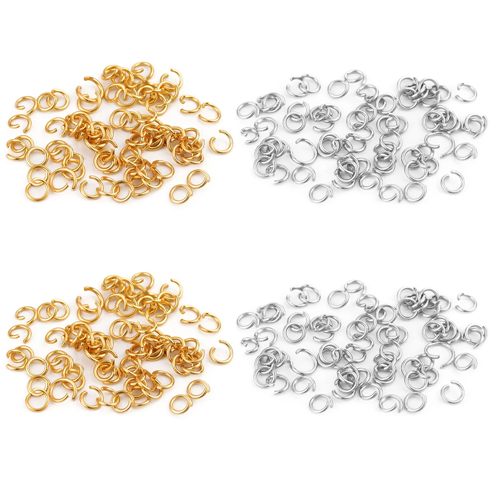 100-200pcs/lot Stainless Steel Split Rings Gold/Steel Color Open Jump Rings For DIY Jewelry Finding Making Connector Accessories