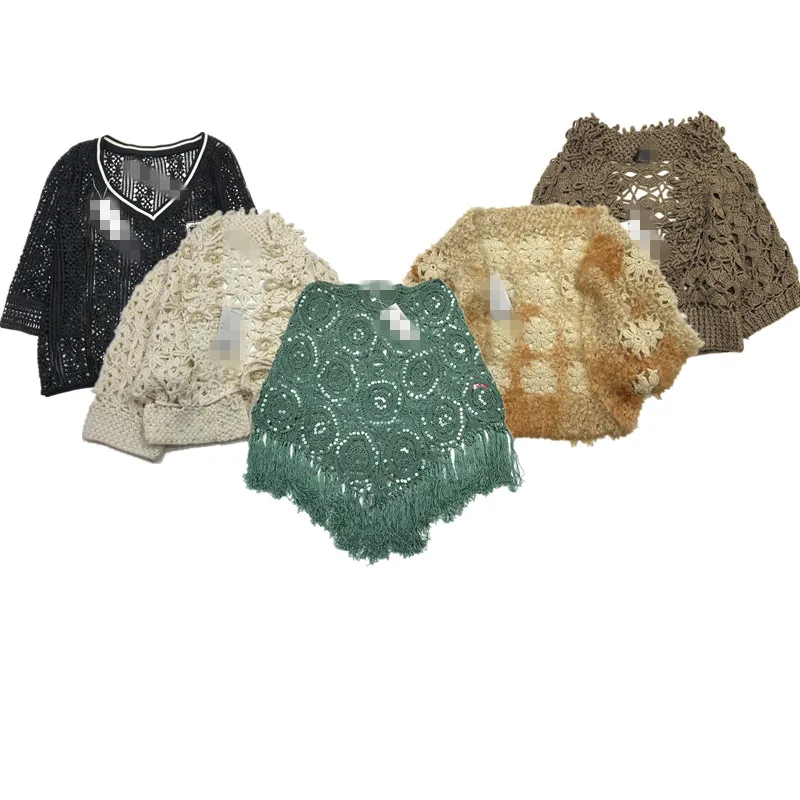 

Handmade Vintage Embroidered Double Layer Hollow out Pure Color Luxury Floated Flower Mixed Knit Sweater for Women Summer 2024