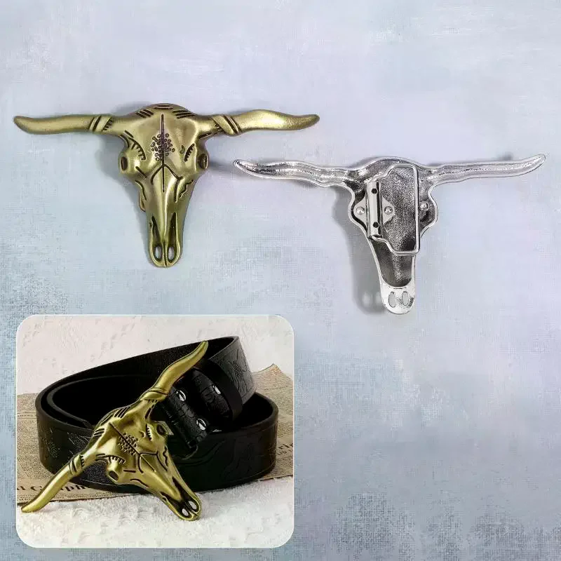 Western Cowboy Retro Zinc Alloy Cow Head Shaped Belt Buckle Accessories Diy Men's Versatile And Stylish Belt Decoration