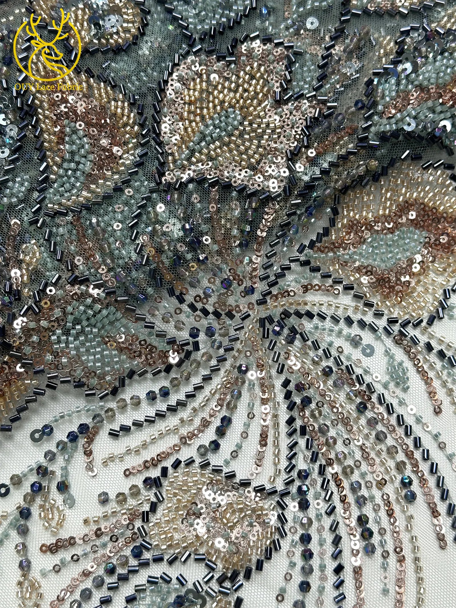 2026 Afrikanischer Perlen-Pailletten-Spitzenstoff, modische französische nigerianische Stickerei-Tüllspitze für Abendkleider, Hochzeitskleider und zum Nähen – Detail 19