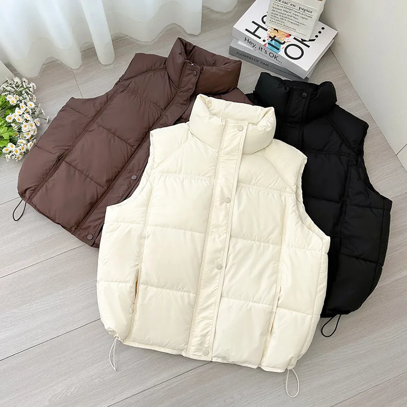 

Warm Outerwear Casual Lightweight Puffer Vest Jackets New Women Winter Warm Vest Waistcoat Ladies Sleeveless Stand Collar Coats