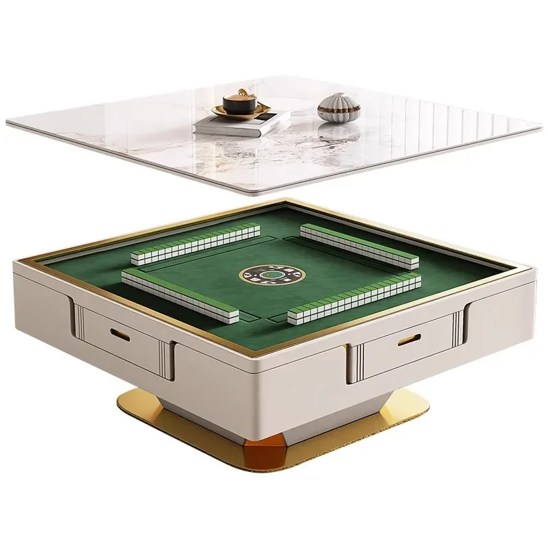 

Light luxury coffee table mahjong table integrated household fully automatic dual-purpose small apartment rock slab electric