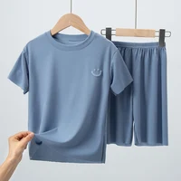 2/4 Pieces Children's Summer Thin Short-sleeved Shorts Ice Silk Suit Boys and Girls Casual Joker Home Clothes 2-piece Suit. 3