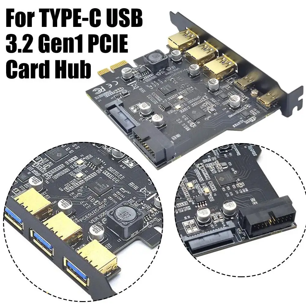 For TYPE-C USB 3.2 Gen1 PCIE Card USB 3.0 PCI Express Accessories Concentrator PCI- E E5P0