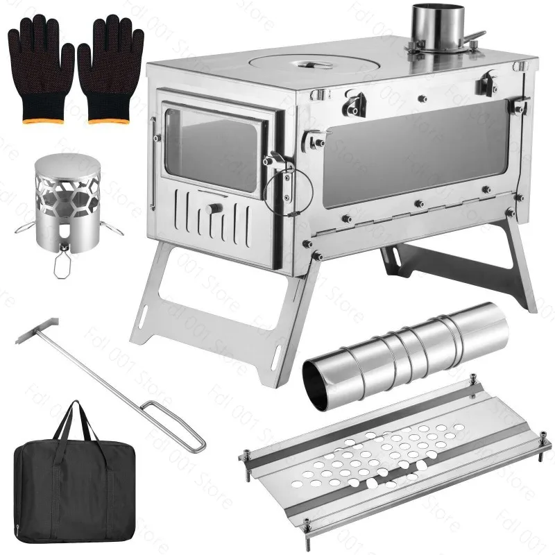Foldable Wood BBQ Stove Stainless Steel Portable Camping Tent Heater Outdoor Hiking Cooking Survival Gear