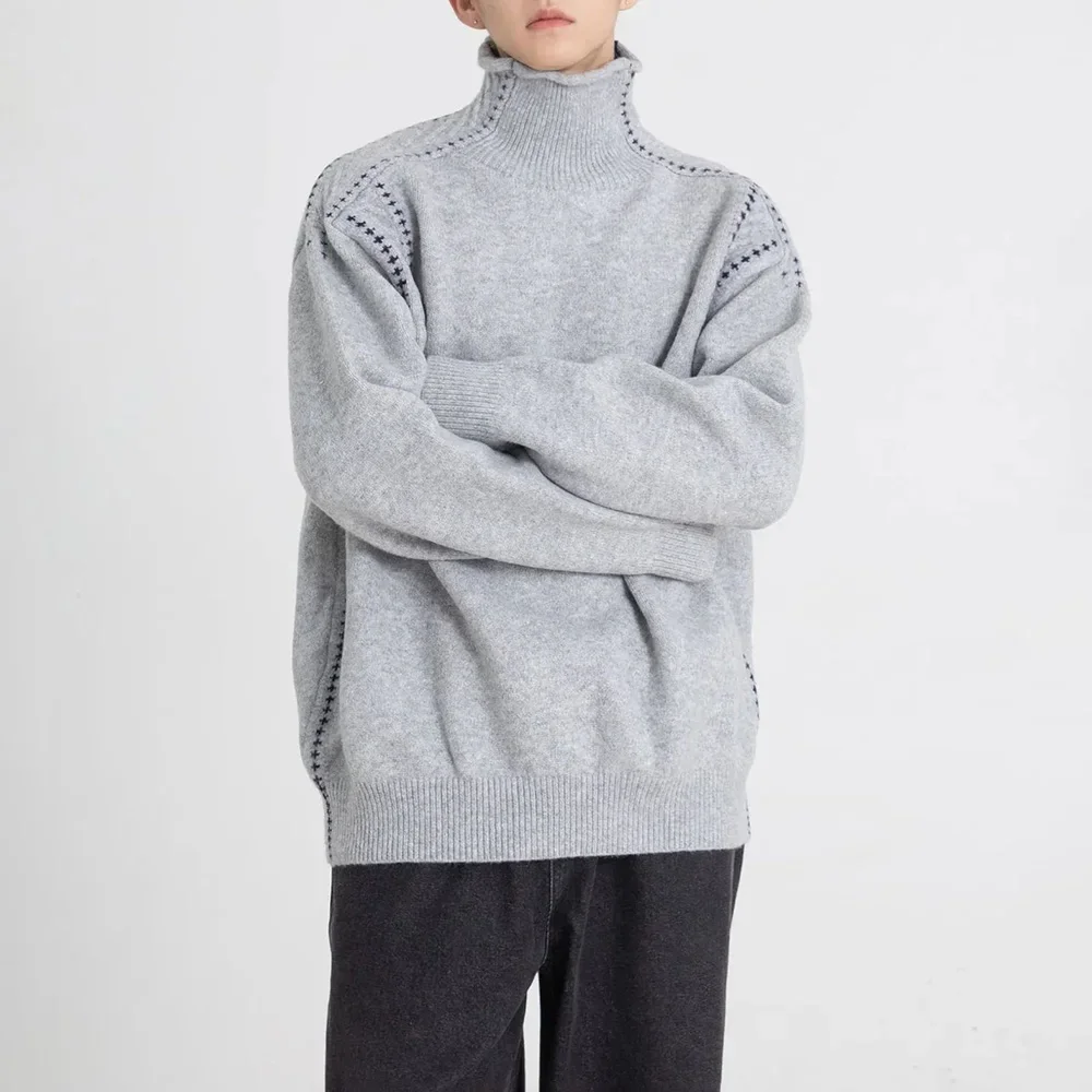 Mens Sweater Casual Knitted Sweater Autumn Streetwear Warm Soft Comfortable Daily Versatile Long Sleeve Tops Men'S Clothing