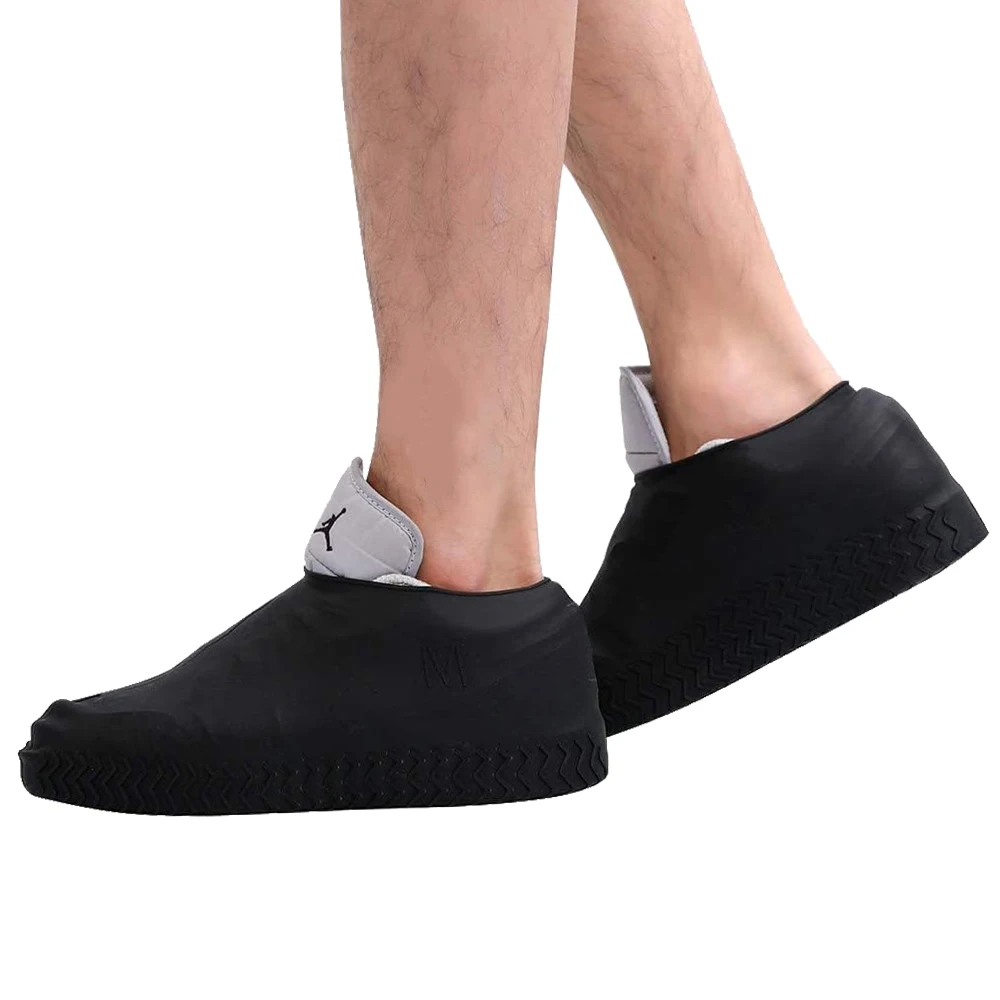 

2 шт. водонепроницаемая нескользящая силиконовая обувь, высокоэластичные износостойкие резиновые сапоги унисекс для улицы, многоразовые бахилы для дождливого дня