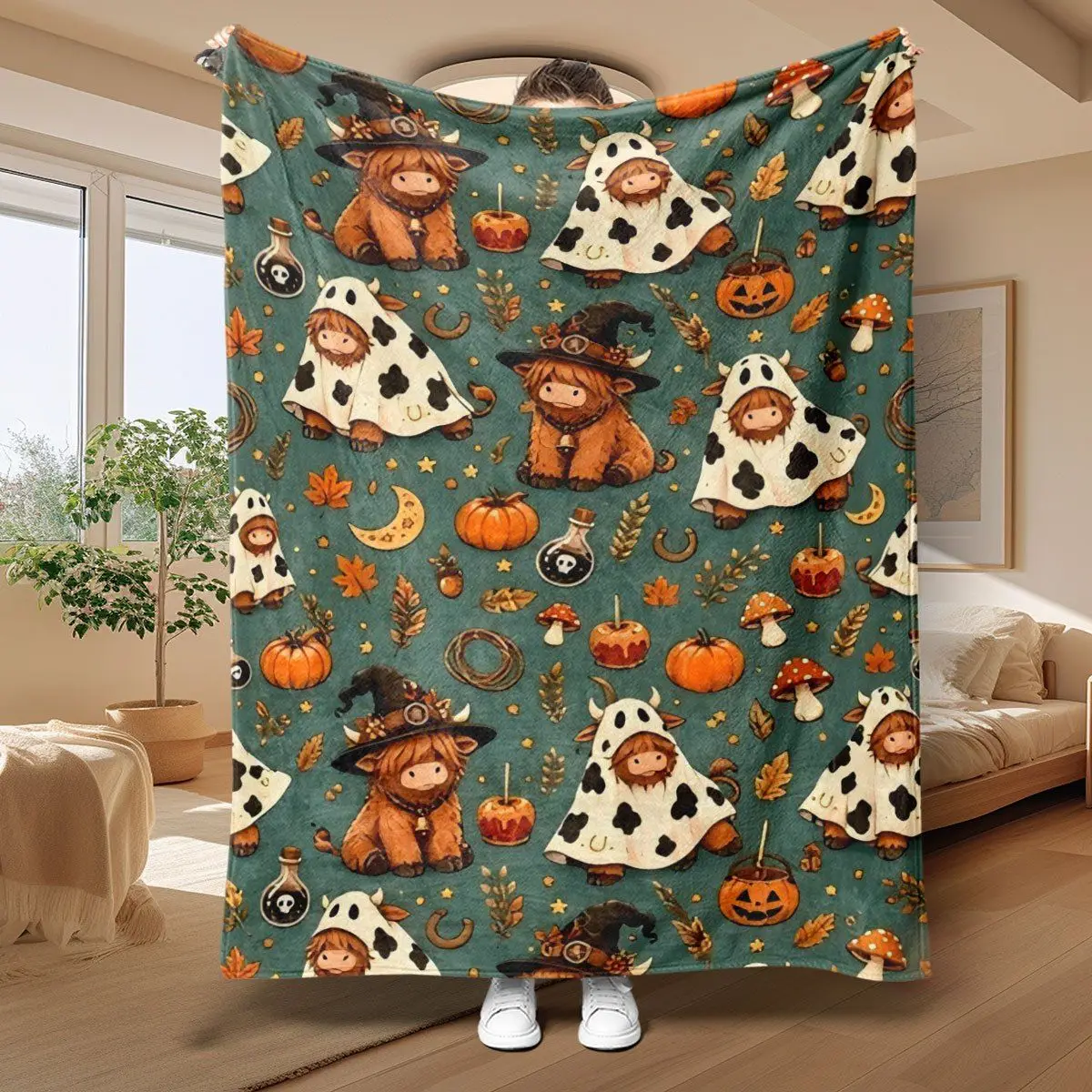 Printed Throw Blanket with Sombrero Taco Chili, Cozy for Couch Sofa Bedroom
