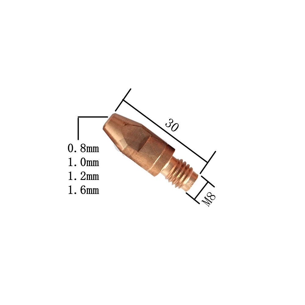 10PCS E-Cu CuCrZr M8x30 ( 0.8 1.0 1.2 1.6mm ) Mig Welding Contact Tips For 36KD 501D Torch