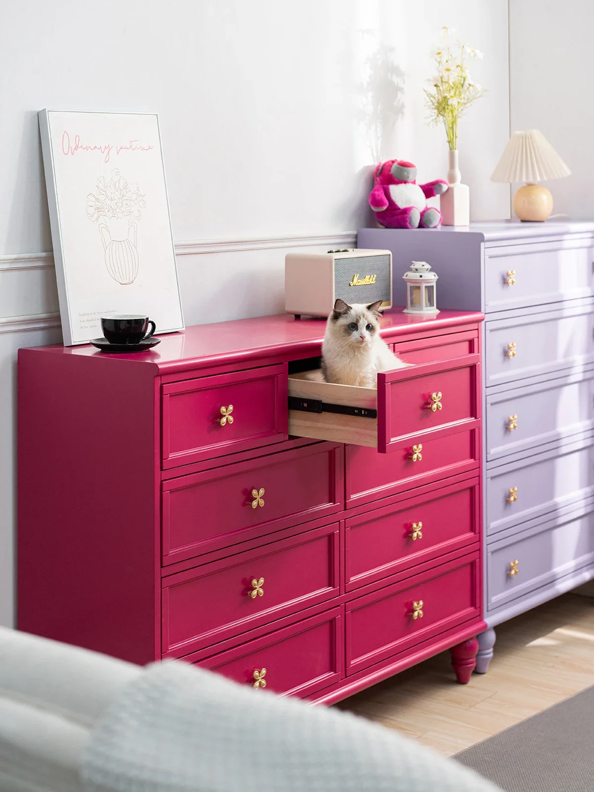 Vintage, nine chest of drawers, living room, locker, dopamine, drawers, cabinet