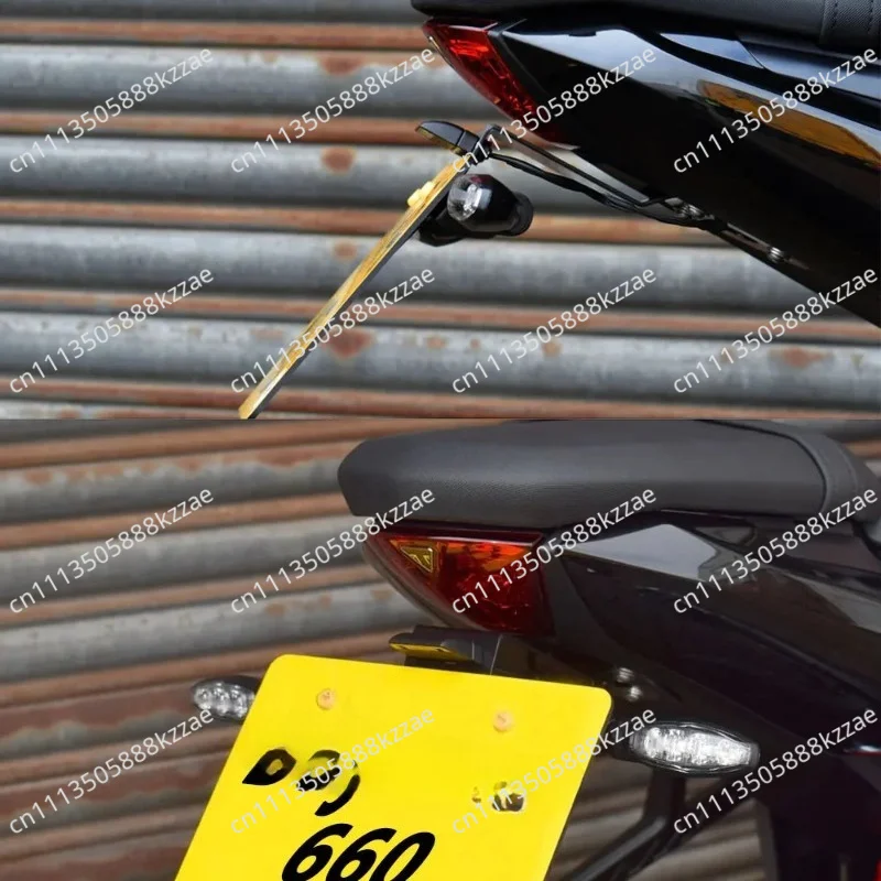 For Daytona 660 2024 2025 Motorcycle License Tag Plate Holder Rear Tail Frame Fender Eliminator Bracket Kit With LED Accessories