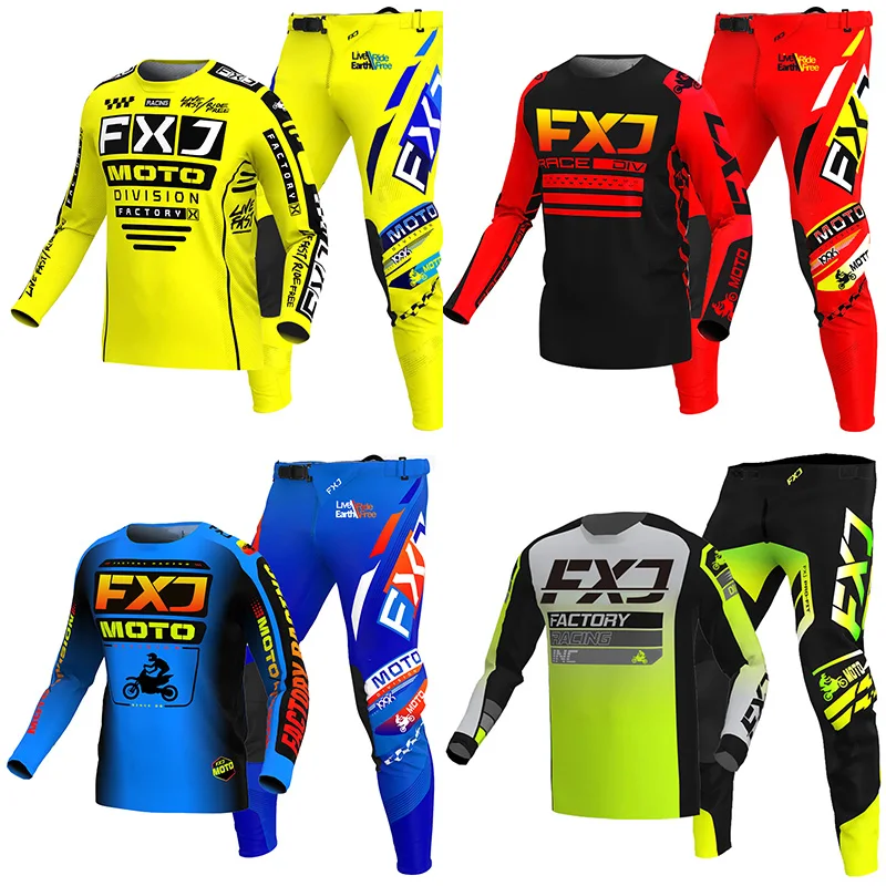 

НОВЫЙ комплект снаряжения для эндуро для мотокросса FXJ 2025 mx, комбинированный трикотаж, брюки, одежда для мотоцикла, костюм для мытья по бездорожью