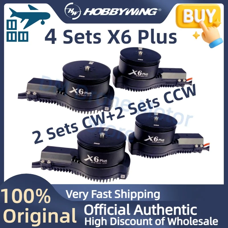 

4 Sets Hobbywing Ofiicial X6 PLUS Power Motor 6218-150KV D30mm 2480 Propeller Max Thrust 11.8kg For 10L Agricultural Drone