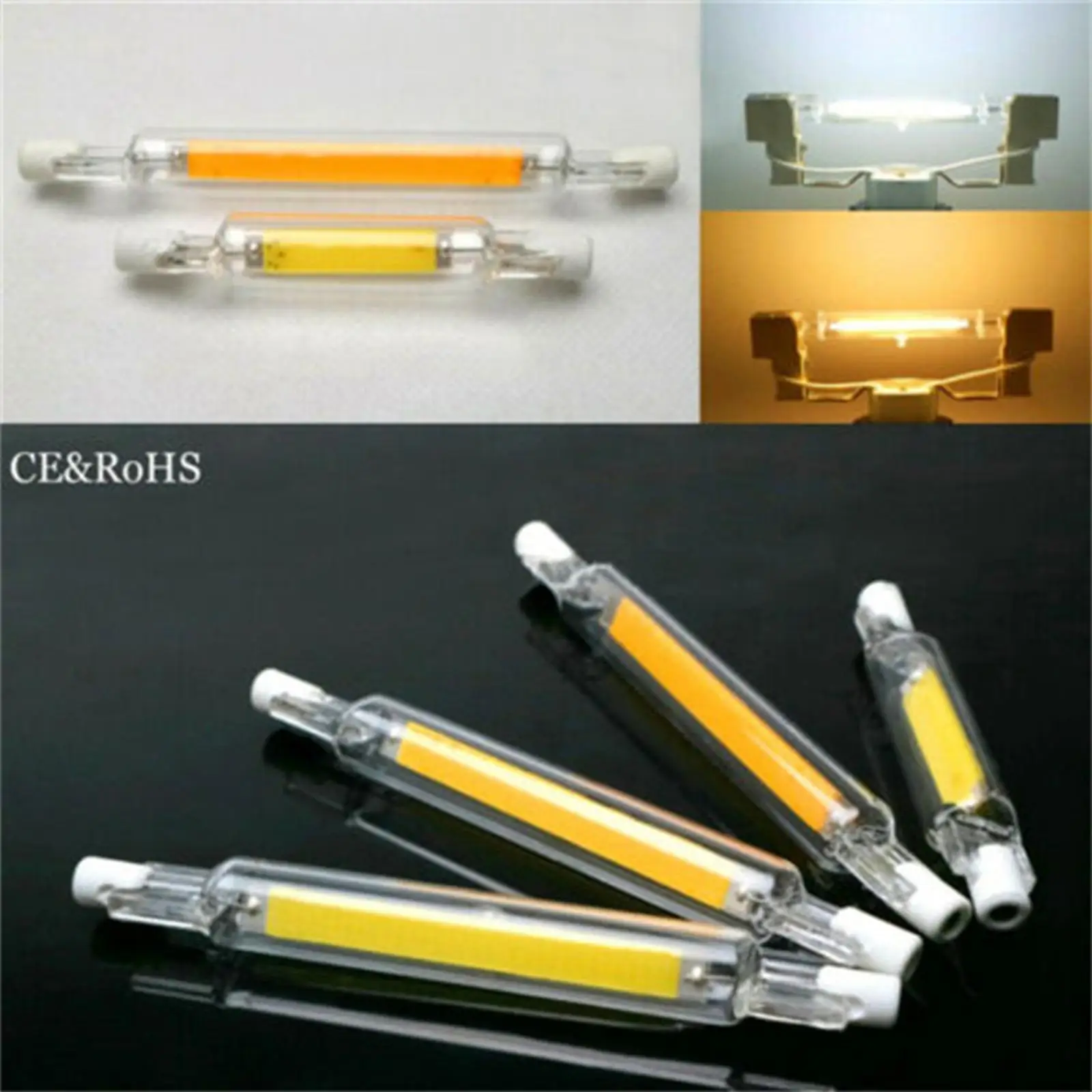 118mm Glass Tube LED Lamp Bulb Warm White 12W R7S Double Ended Dimmable for Garage Lighting