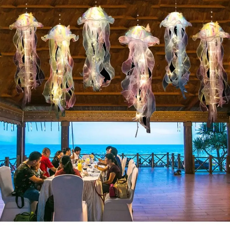 Gradient Jellyfish Lamp Decorative Light Suitable for Festival Pendant Lights Courtyard Lights Handmade Lights and Night Lights