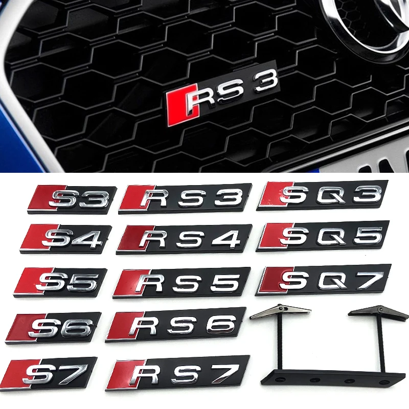 Car Front Grille Emblem Badge for Audi S3 S4 S5 S6 S7 RS3 RS4 RS5 RS6 RS7 SQ3 SQ5 SQ7 SQ8