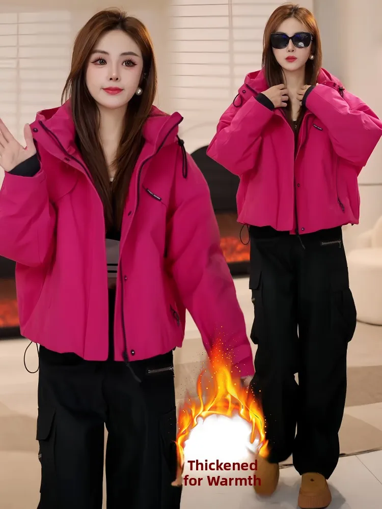 여성용 겨울 패션 기모 안감 루즈핏 캐주얼 작업복 재킷 또는 아우터웨어 코트 따뜻한 지퍼 클로저 롱 슬리브