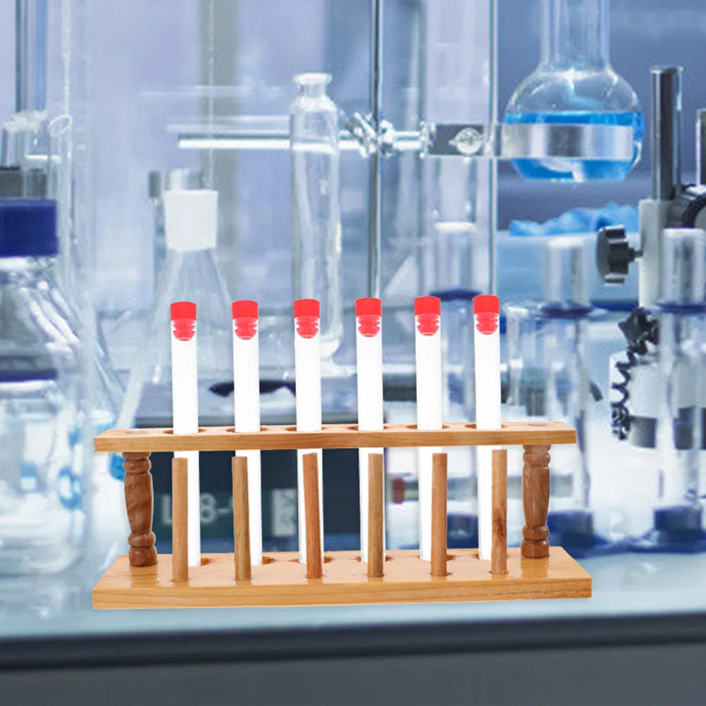 Natural Wood Test Tube Rack 6-Hole Heavy Duty Laboratory Tube Organizer for Test Tubes Centrifuge Vials Pens Candy Storage view 6
