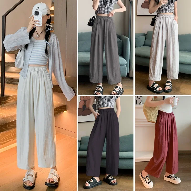 Plus Size High-Waisted Solid Color Plus Size Women's Pants Casual Style Long 3/4 Length Milkmaid Pants Summer Body Shaping Le...