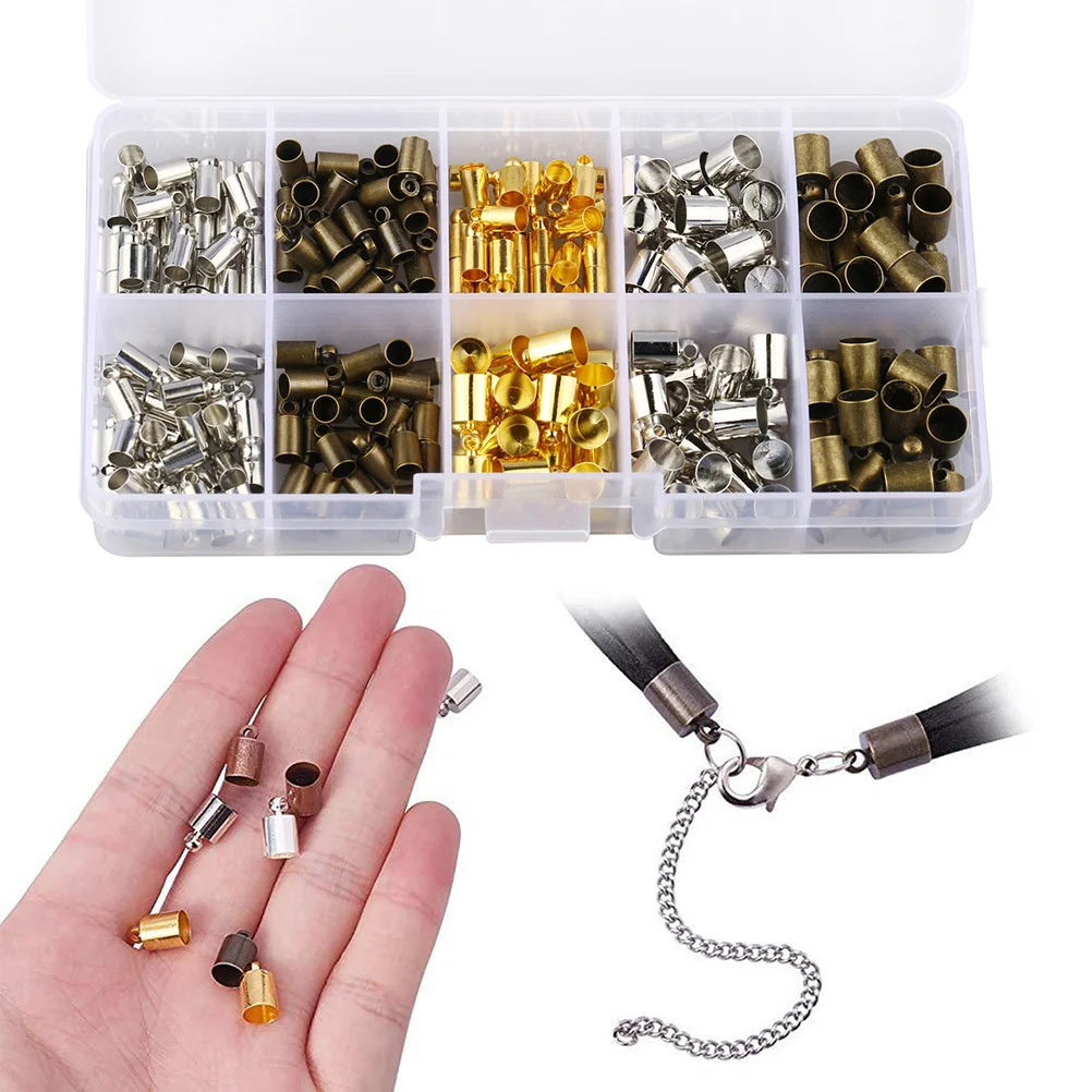 

200pcs Copper Cord Ends Caps 6Mm Mixed Color Plated Polished Diy Jewelry Accessories For Suede Hemp Cord Wide Weight