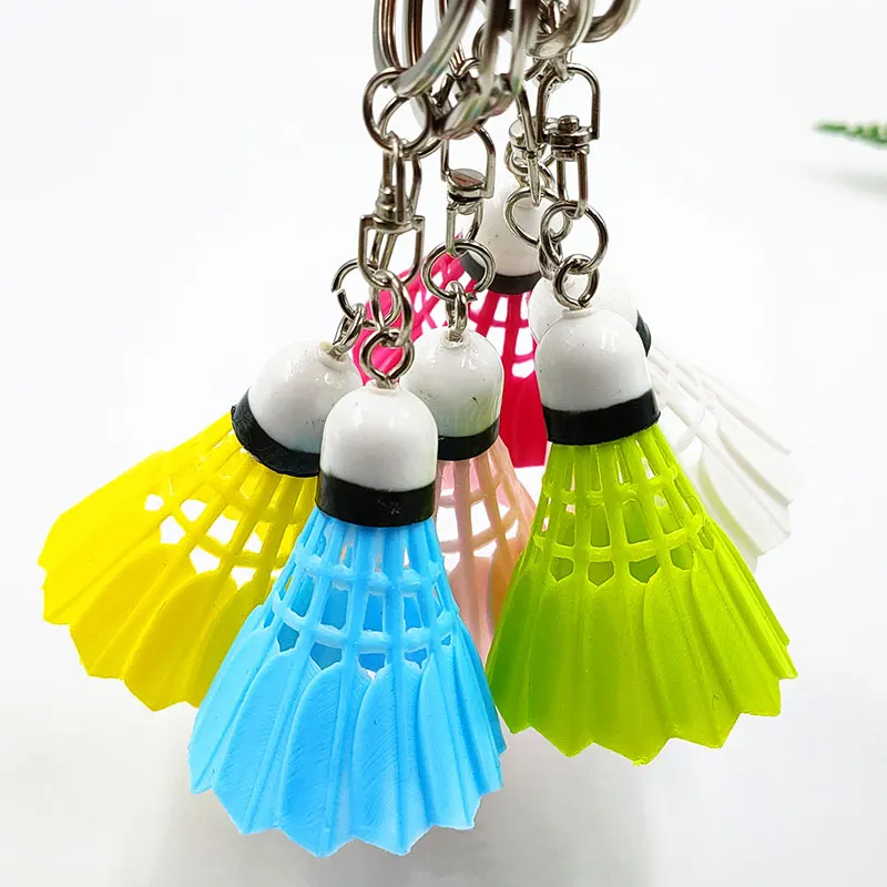 200Pcs Mini Badminton Keychain 6 Color Hanging Bag Charms Badminton Decor Backpack Key Ring