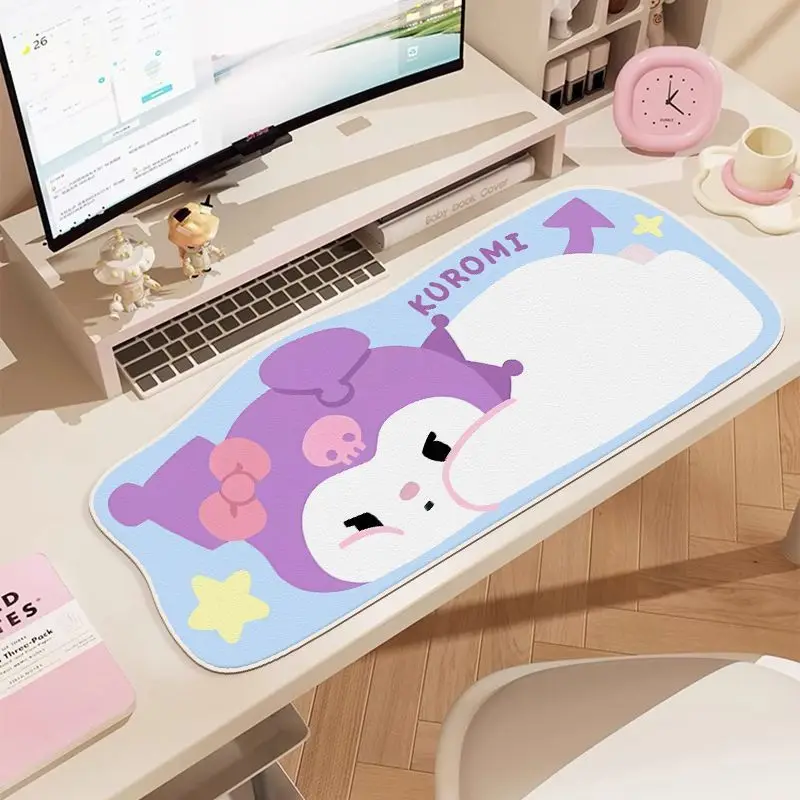 

Коврик для мыши Kawaii Kuromi Hello Kitty Cat, большой игровой нескользящий коврик для клавиатуры и мыши, водонепроницаемый, прочный, компьютерный коврик, настольный коврик
