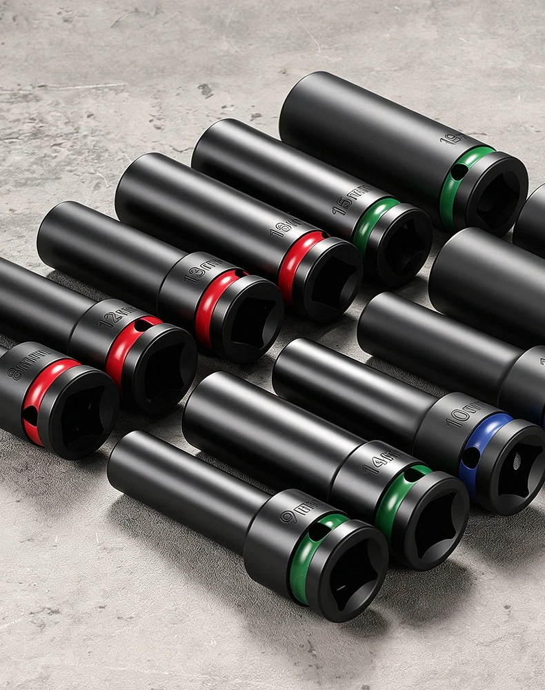 8-24mm 1/2 Zoll Antrieb Schlagschrauber-Steckschlüsselsatz Schlagschrauber-Steckschlüssel Cr-Mo Sechskant-Steckschlüssel CR-V ​ Motorrad-Reparaturwerkzeug zum Entfernen von Muttern – Detail 2