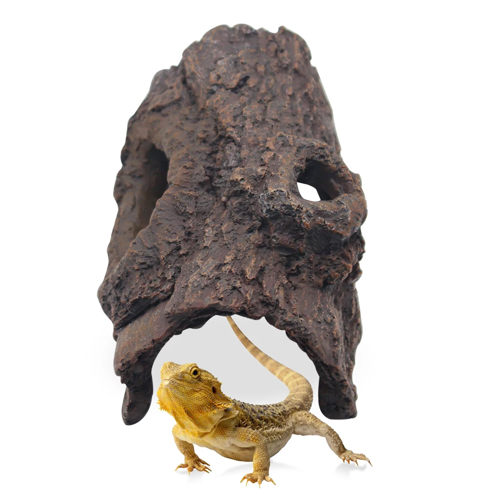 

Reptile Hideout Cave - Natural Rock Resin Habitat Decor for Bearded Dragon, Lizards, Gecko, Spiders & Fish Tank