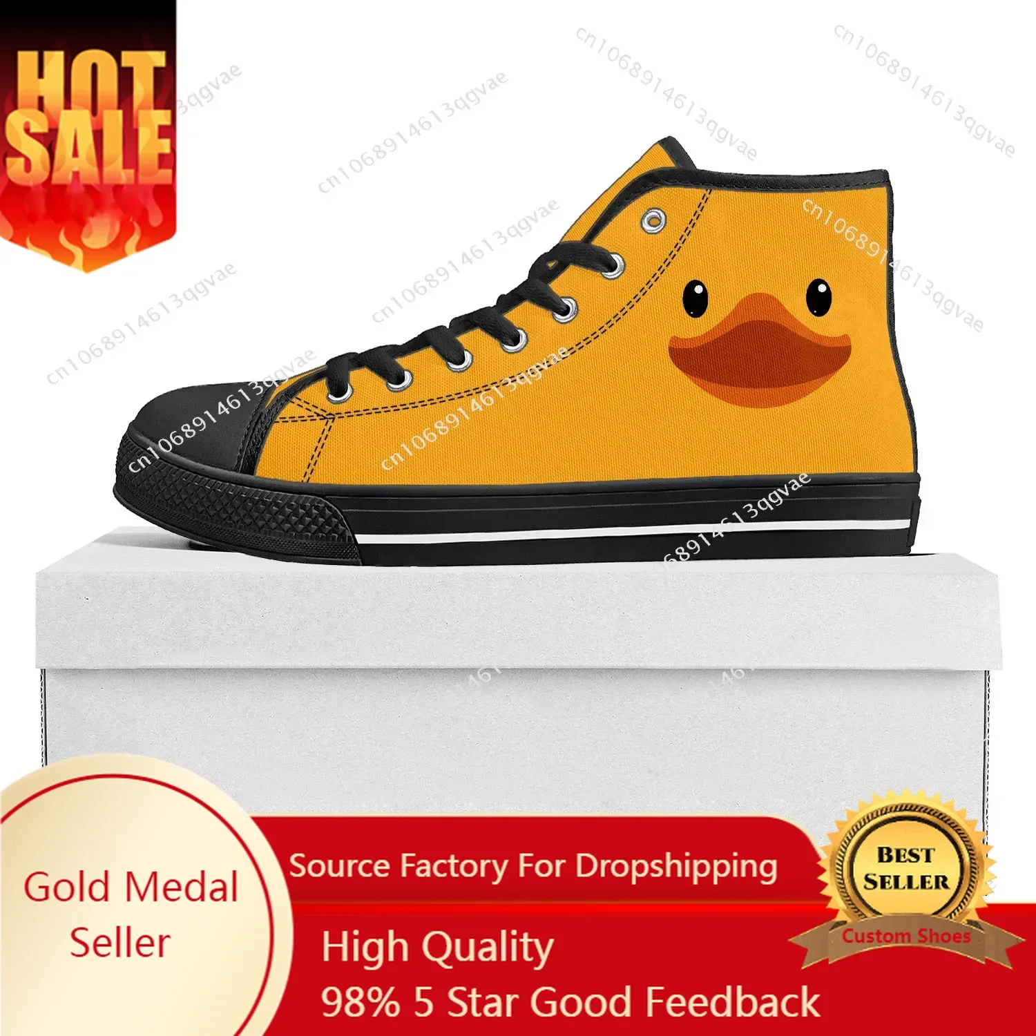 

Yellow Duck Printed High Top High Quality Sneakers Mens Womens Teenager Canvas Sneaker Casual Couple Shoes Custom Made Shoe