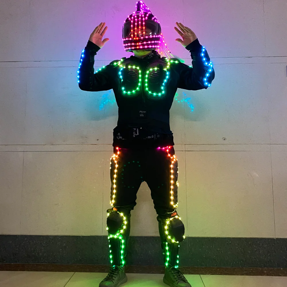 LED robot set led armor helmet glow-in-the-dark stage show motorcycle suit Robot dance atmosphere glow-in-the-dark prop set