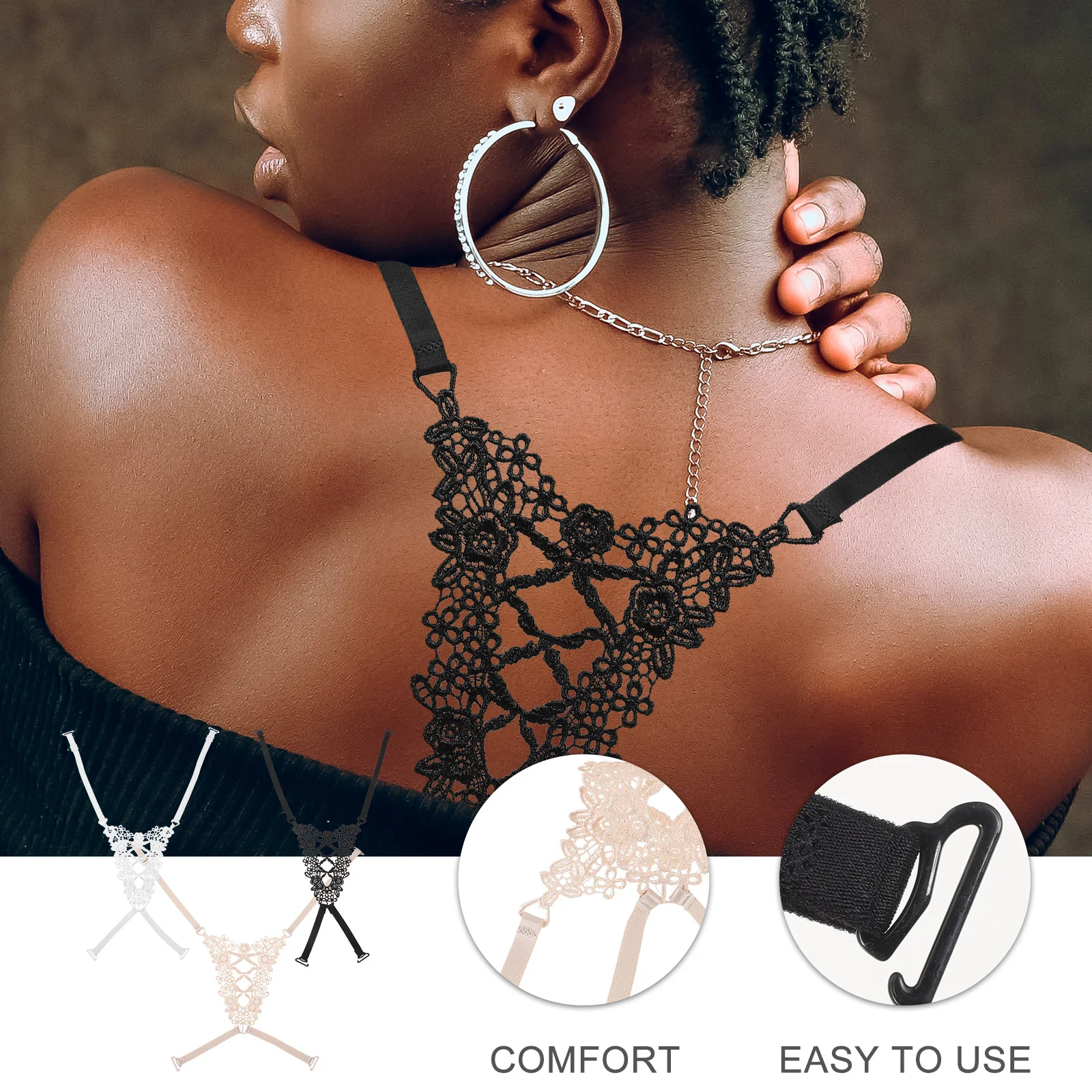 

3Pcs Adjustable Anti-Skid Soft Bra Straps for Women Cross-Back Design Everyday Wear Comfortable Elastic Bra Straps