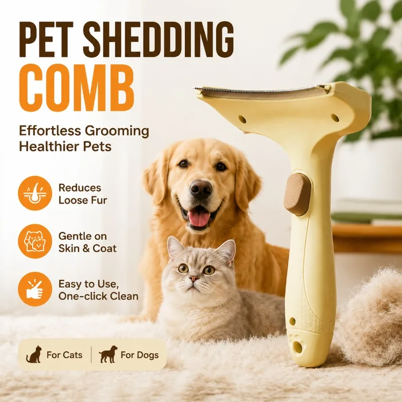 

Dual-use Pet Comb Curved Blade Design Thinning Floating Hair Removal Grooming Tool Suitable Feline Canine Daily Beauty Trimming