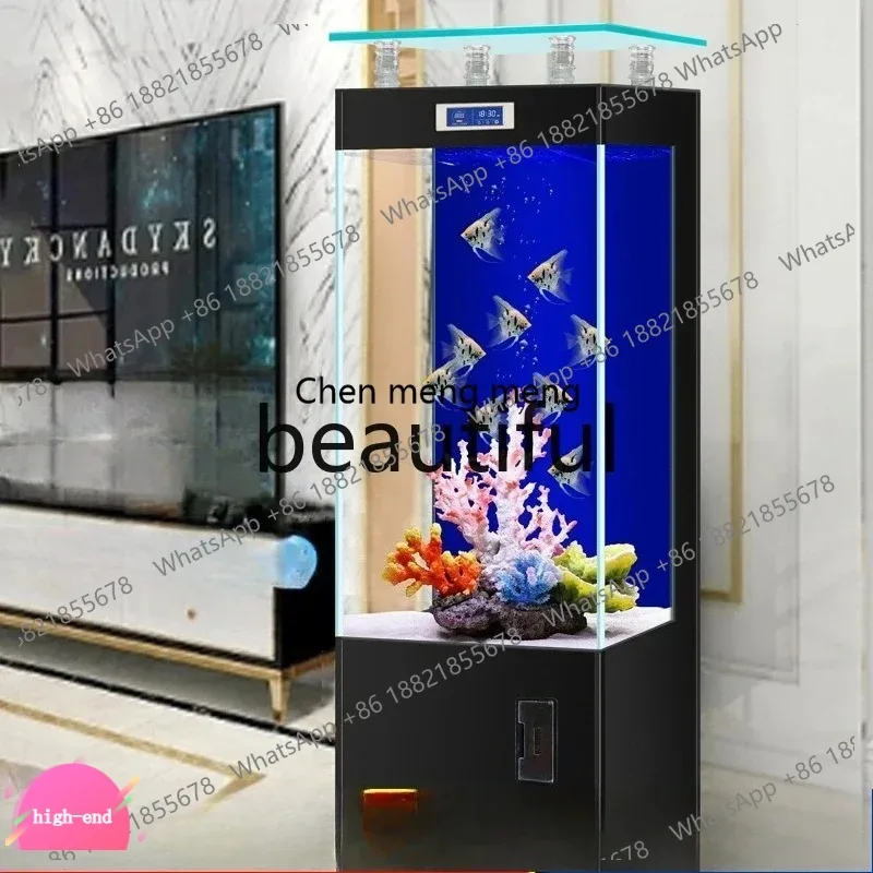 Jinjing ultra-white glass feng shui square fish tank living room household medium-sized floor-to-ceiling office goldfish tank 26