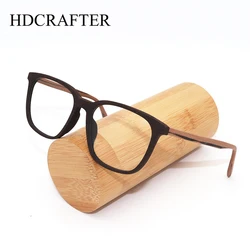 HDCRAFTER Glasses Retro Wood Eyewear Square Eyeglasses Frame For Men Women grade prescription glasses optical lenses with recipe