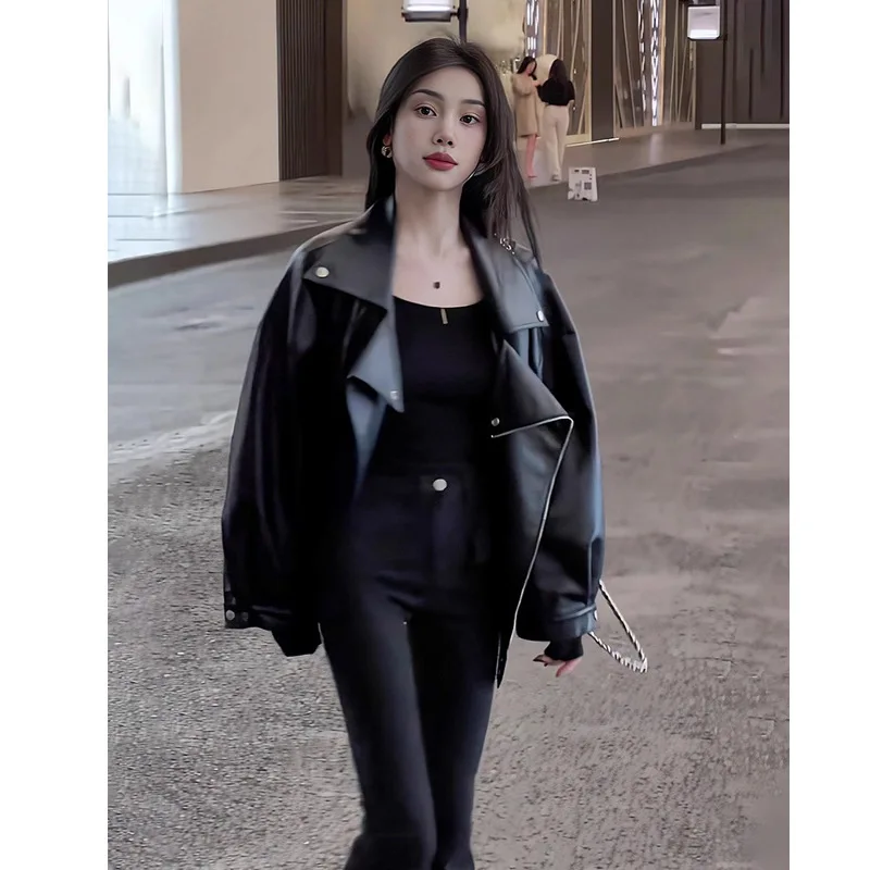 Coats Women Faux Leather Short Jackets Turn Down Collar Pu Coat Work Y2k Streetwear Jacket Zipper Outerwear Thick Warm 2026