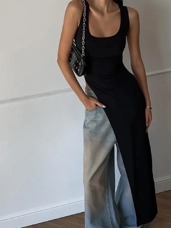 เสื้อยืดคอวีเซ็กซี่ทรงเข้ารูป Dr. Long สำหรับผู้หญิง แฟชั่นลำลองฤดูร้อน ผ้าบาง สีพื้น สไตล์ยุโรป