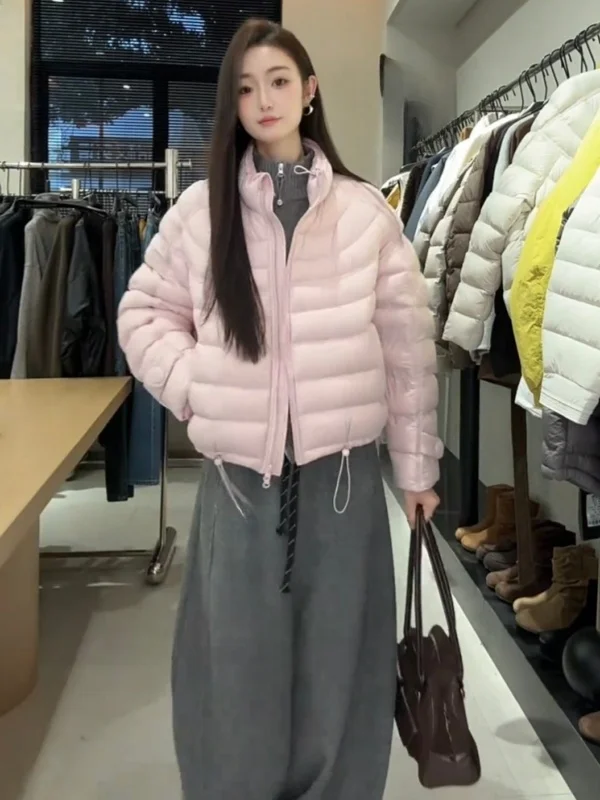 

Women's Short Stand Collar Duck down Jacket Winter Warm Casual Versatile Small Size Filling 50% White Duck Feather Coat