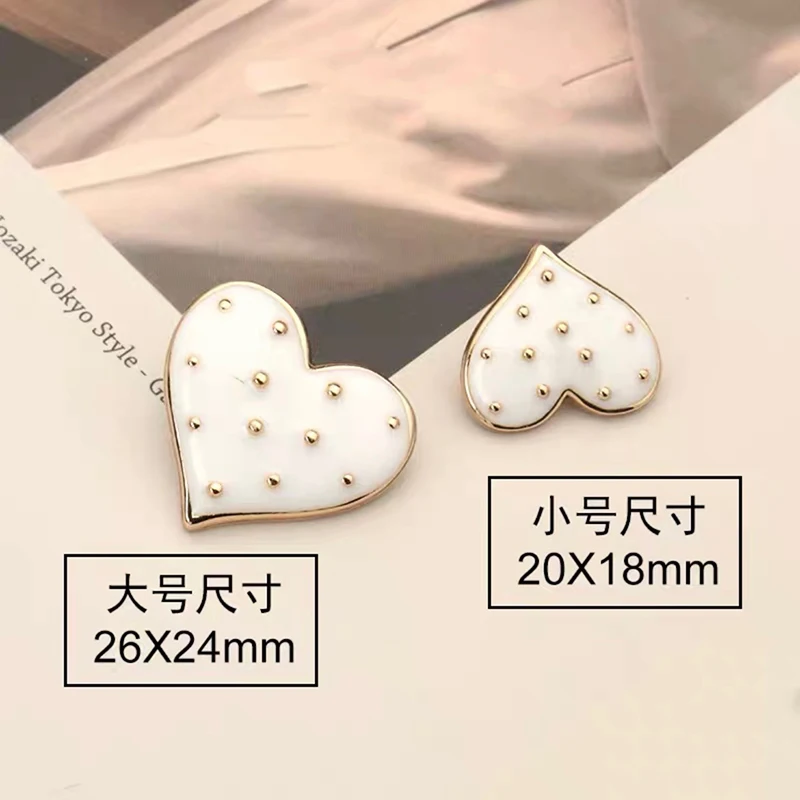 10pcs/lot Heart Metal Sewing Snap Buttons for Clothing Rhinestone for Needlework Diy Manualidades Accessories Decorative