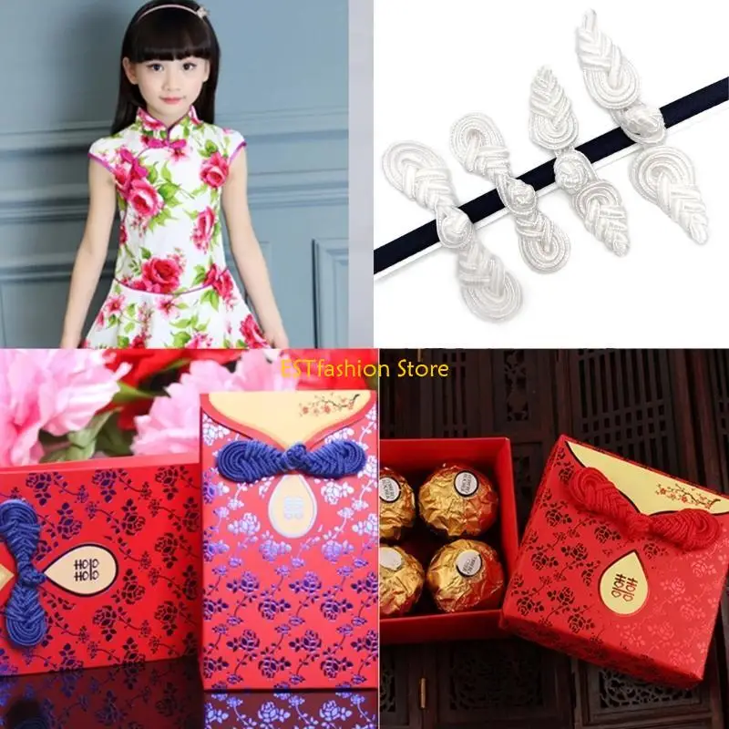 

Y5GC 1Pair Chinese Knot Closure Buttons Cheongsam Pipa Buckle Wedding Dress Fasteners