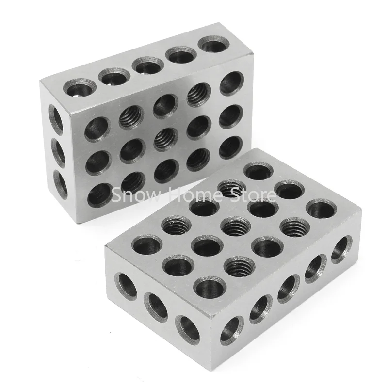 2pcs 23 Holes Precision 25-50-75mm Blocks Parallel Clamping Block Set, Steel Block 23 Holes 1-2-3