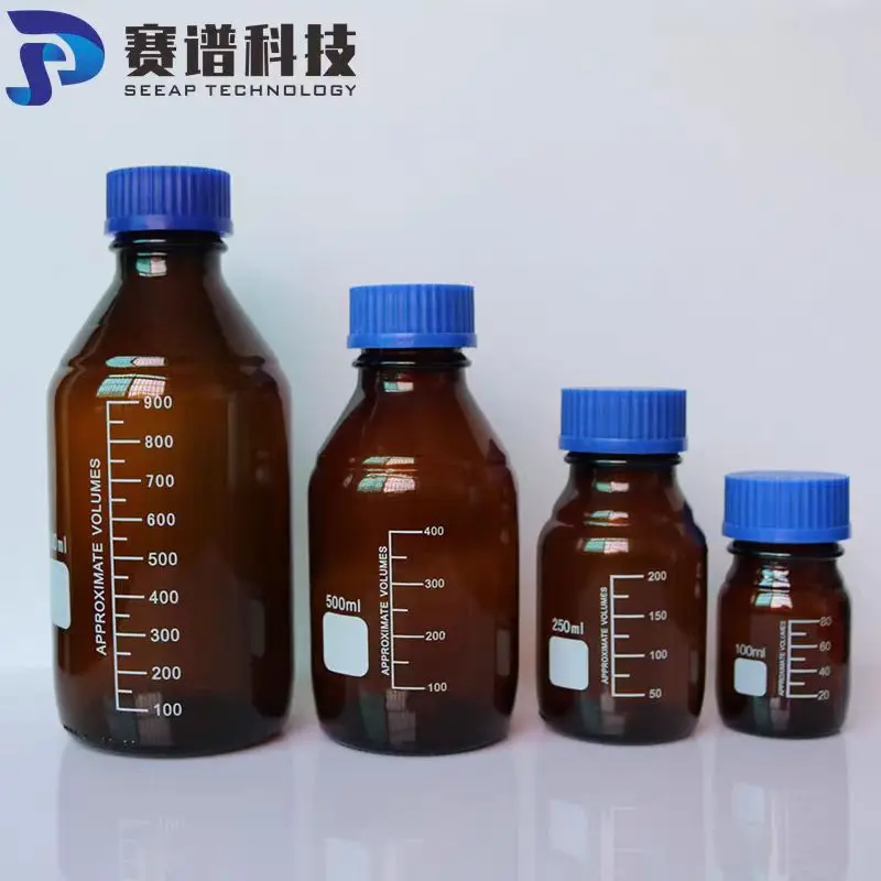 

Wide mouthed brown storage bottle, screw mouth reagent bottle, PTFE cap pad 250/1000ml, Sichuan cattle bottle GL45, bottle mouth