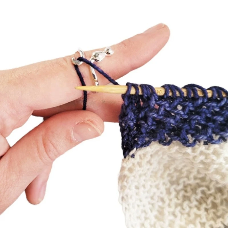 Crochet Rings Adjustable Thumb Rings Alloy Yarn Tension Rings Crocheted Accessory Kits Knitting Crocheting Tool image 3