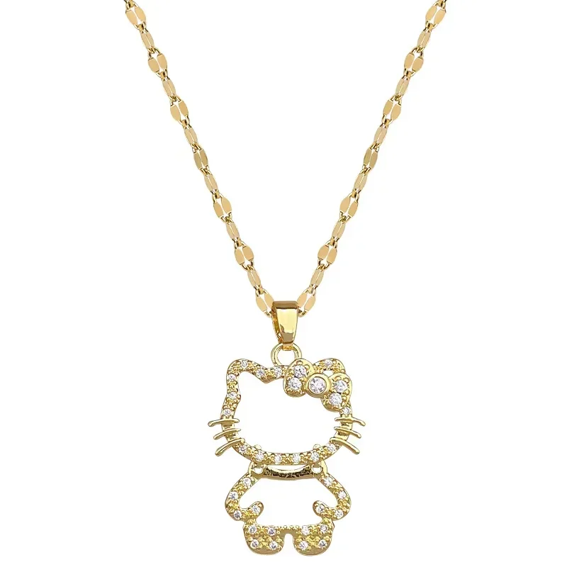 

Kawaii Kitty Cat Necklace for Women, Collarbone Chain Fashion Couple Jewelry, Girl's Holiday Gift